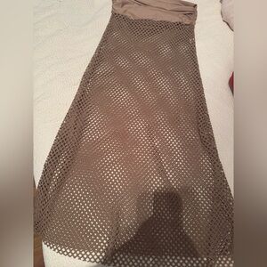 Elegant Tan Mesh Swim Coverup